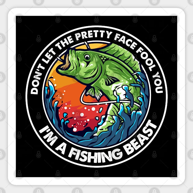 Don't let pretty face fool you, I'm a fishing beast. Magnet by designathome